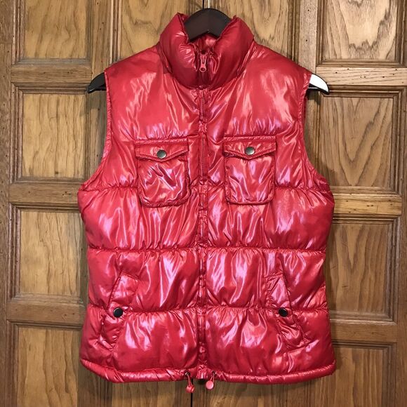 Faded Glory Women's M Classic Red Puffer Vest Lace Lock Drawstring Waist Pockets - Picture 1 of 10
